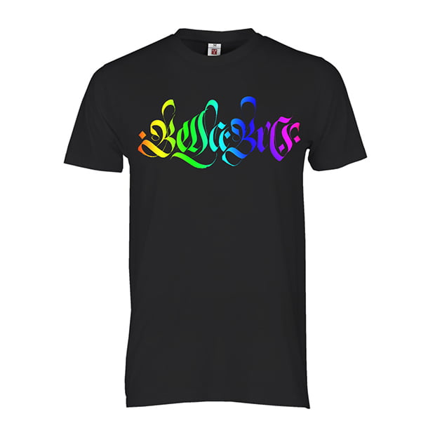 maglietta nera bella bro gotic-grafica arcobaleno